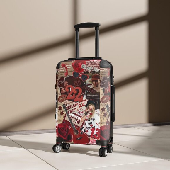 Taylor Swift Suitcase, Red Album Swift Music Lover Compact Travel Luggage - Picture 4 of 8